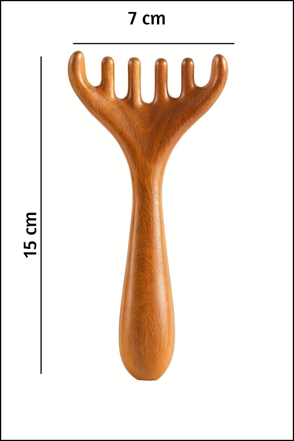 Ahşap Saç Derisi Masaj Tarağı  Aleti Saplı Tarak Meridyen Gua Sha Masaj Aparatı  Tarak AT-138