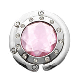 Kristal Taşlı Masa Kenarı Çanta Askısı Katlanır Asma Aparatı Metal Askılık CTA-106 - Pembe -1 Adet