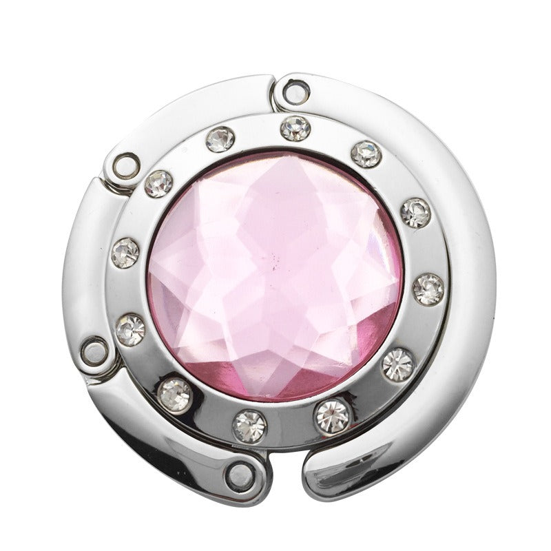 
Kristal Taşlı Masa Kenarı Çanta Askısı Katlanır Asma Aparatı Metal Askılık CTA-106 - Pembe -1 Adet