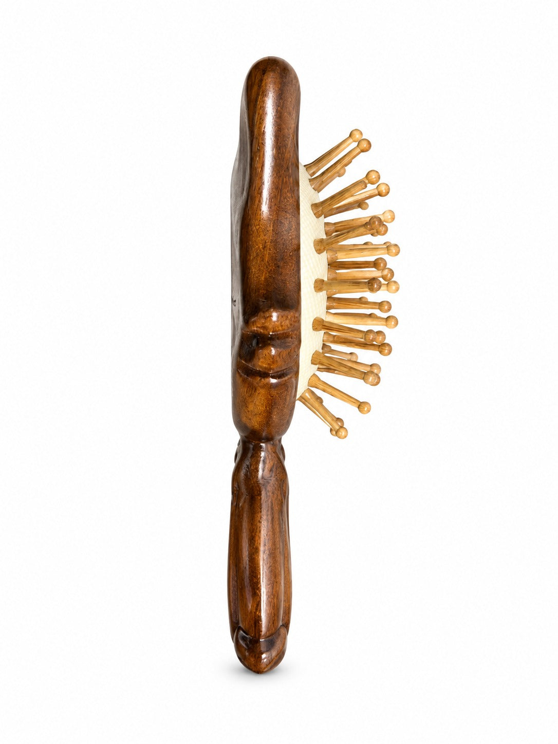 Sorendy Ahşap Çocuk Saç Fırçası Kedi Şeklinde Desenli İşlemeli 12 cm Mini Boy Ufak Fırça