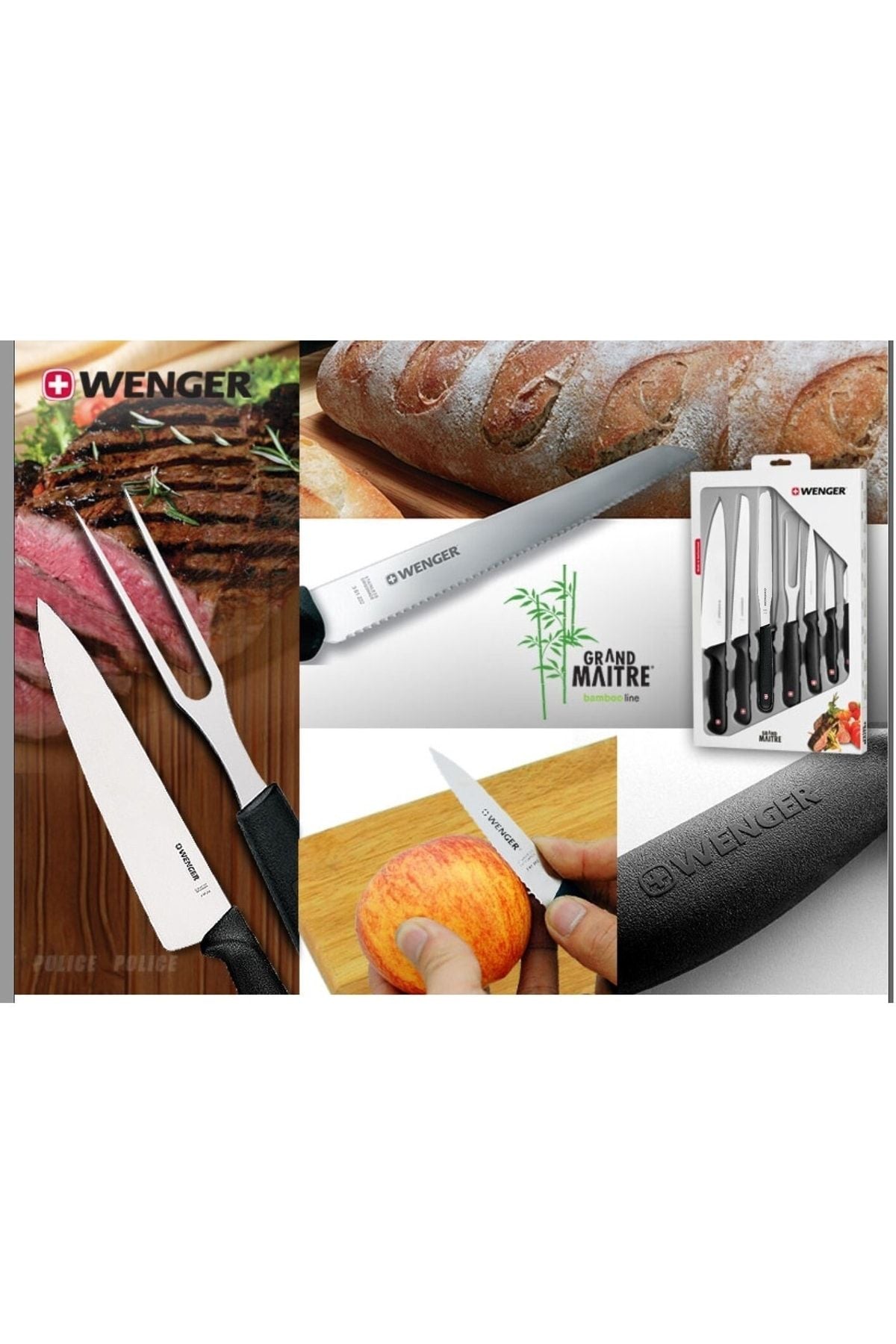 
Grand Maitre 310132 Profesyonel Şef Bıçak Seti Paslanmaz Çelik Isviçre Malı Chef Bıçağı Set 7