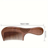 Sorendy Sandal Ağacı Düz Saçlar için Ahşap Doğal Tarak Saplı 19 cm - AT-121