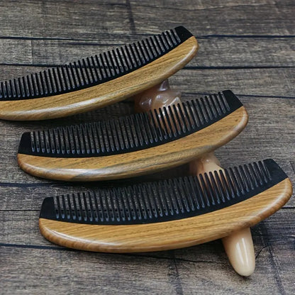Sandal Ağaçı Kaplamalı Kemik Dişli Tarak Ahşap Saç Tarağı 16 cm AT-130