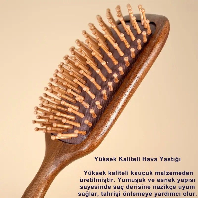 
Sandal Ağacı Ahşap Uçlu Saç Fırçası Hava Yastıklı Doğal Ahşap Geniş Fırça Açıcı Büyük Boy AF-110