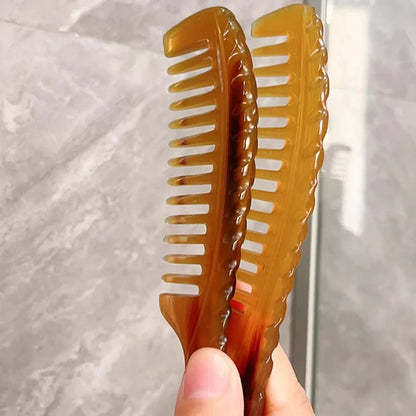 Sorendy Doğal Sığır Boynuzu Kemik Tarak Seyrek Dişli  İnce Gövde Saplı Boynuz Tarağı KT-146 - 19 cm