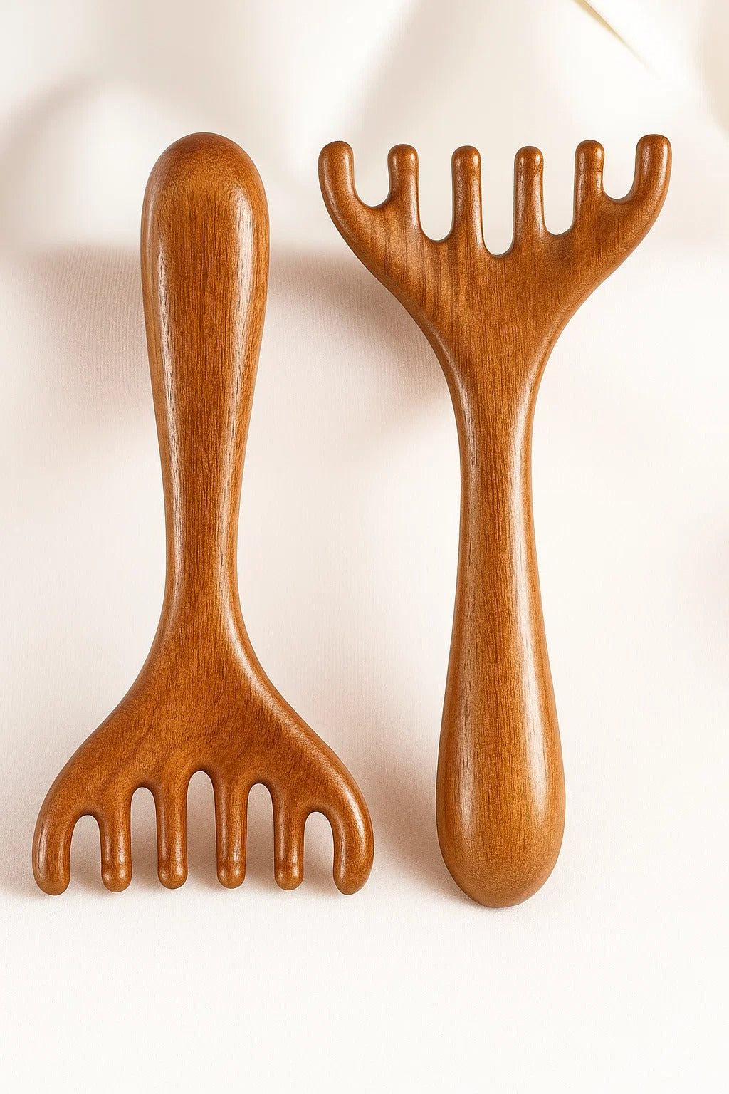 Ahşap Saç Derisi Masaj Tarağı  Aleti Saplı Tarak Meridyen Gua Sha Masaj Aparatı  Tarak AT-138