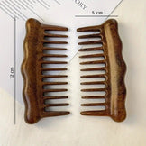 Sorendy Geniş Seyrek Dişli Ahşap Tarak Kafa Derisi Masaj Bakım için Sandal Ağacı AT-142 - 12 cm Mini Boy
