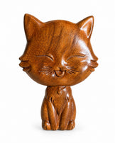 Sorendy Ahşap Çocuk Saç Fırçası Kedi Şeklinde Desenli İşlemeli 12 cm Mini Boy Ufak Fırça