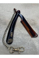 Sorendy 73t Katlanır  9 cm Ustura Tipi Zincirli Cep Tarağı Seyahat Boy Bıyık Sakal Taşınabilir Tarak