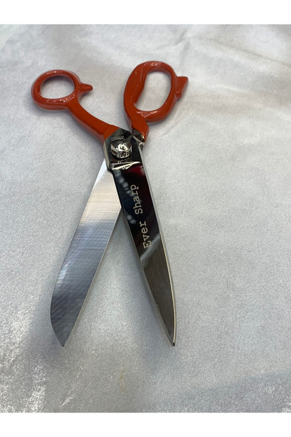 Premax 12 Inç Terzi Tekstil Makası Deri Ve Kumaş Kot Keser Makas 31 Cm Çelik Büyük Kırmızı Saplı