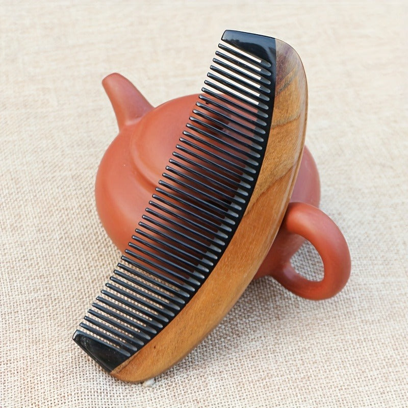 Sandal Ağaçı Kaplamalı Kemik Dişli Tarak Ahşap Saç Tarağı 16 cm AT-130
