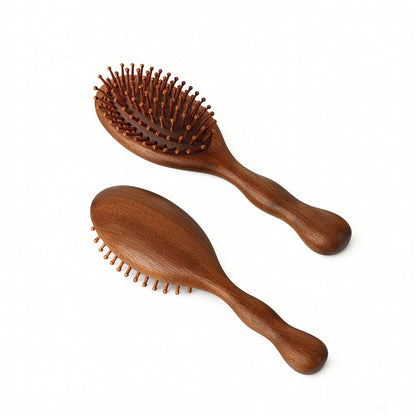 Sandal Ağacı Ahşap Uçlu Oval Saç Fırçası Doğal Hava Yastıklı Saç Açıcı Fırça AF-111