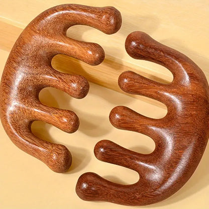 Sorendy Saç Derisi Tarağı Masaj Aleti Ahşap Tarak Meridyen Gua Sha Masaj Aparatı Geniş Dişli Tarak AT-113