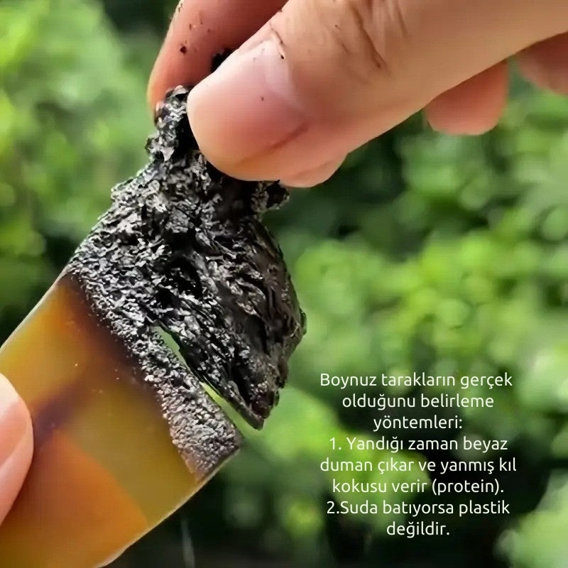 Sorendy Doğal Kemik Tarak  Sığır Boynuzu KT-123 El Yapımı Saplı Saç Tarağı 19 cm Kalın Gövde Boynuz
