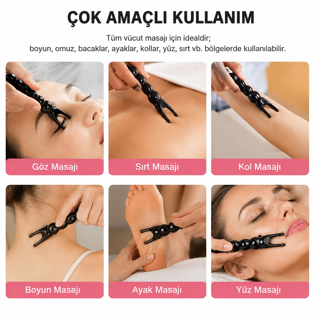 Sorendy Sığır Boynuzu Meridyen Masaj Çatalı Gua Sha Refleksoloji ve Akupresür Aparatı KT-168 Boynuz